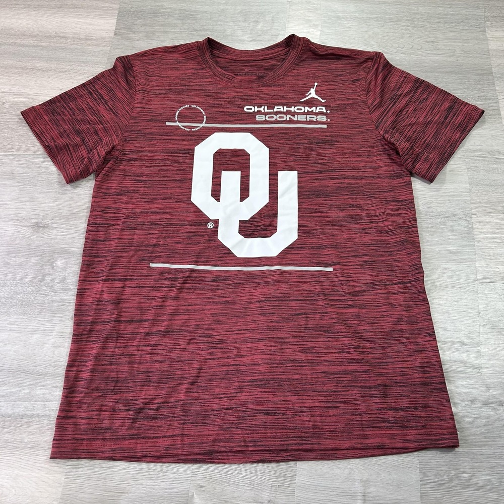 Nike Jordan Oklahoma Sooners Shirt Mens Medium Red NCAA Basketball Dri Fit Tee